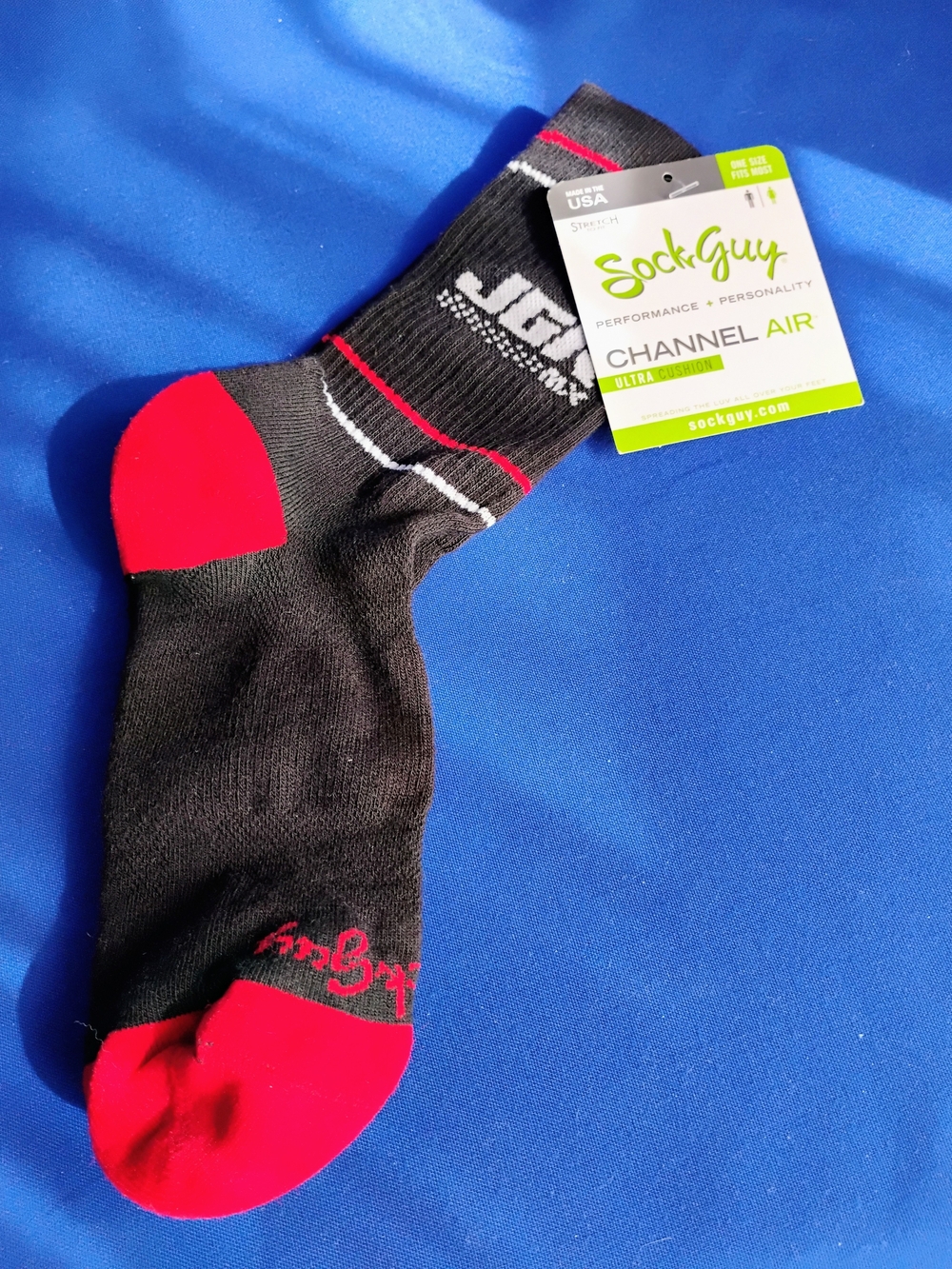 Channel Air Performance Crew Socks - Black with Red Accents